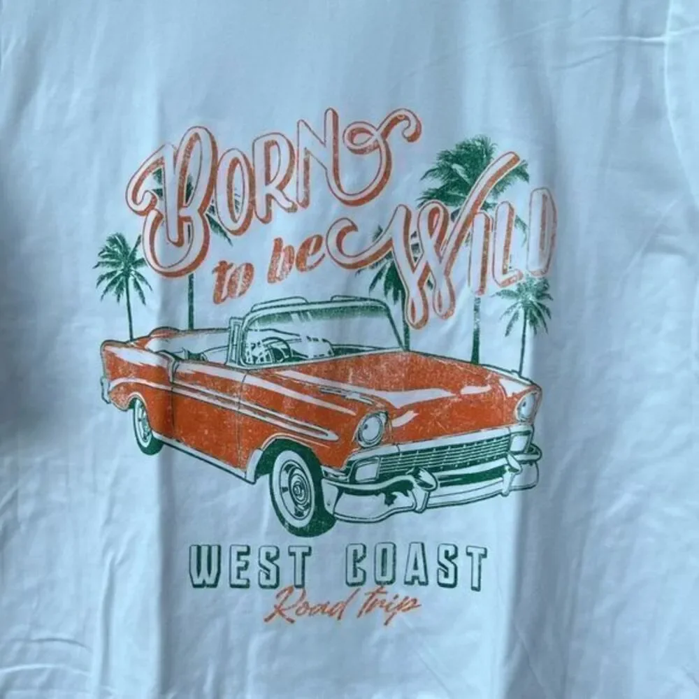 NWT Polagram‎ Ivory ‘Born To Be Wild’ Graphic Tee Medium
